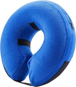 Inflatable Soft Dog Cone Collar Donut Post Surgical Small Blue Pillow Neck Recov
